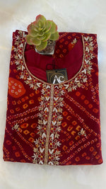 Restocked! Georgette maroon hand work lining kurta!