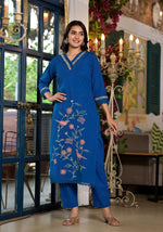 Beautiful cotton appliqué work suit kurta pant