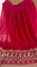 Beautiful semi georgette embellished skirt in Rani pink