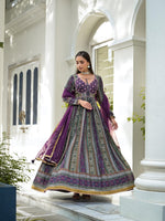 Premium festive wear dola silk lining Anarkali gown with dupatta !!