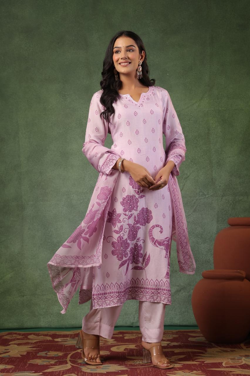 Pretty dola silk lining suit set