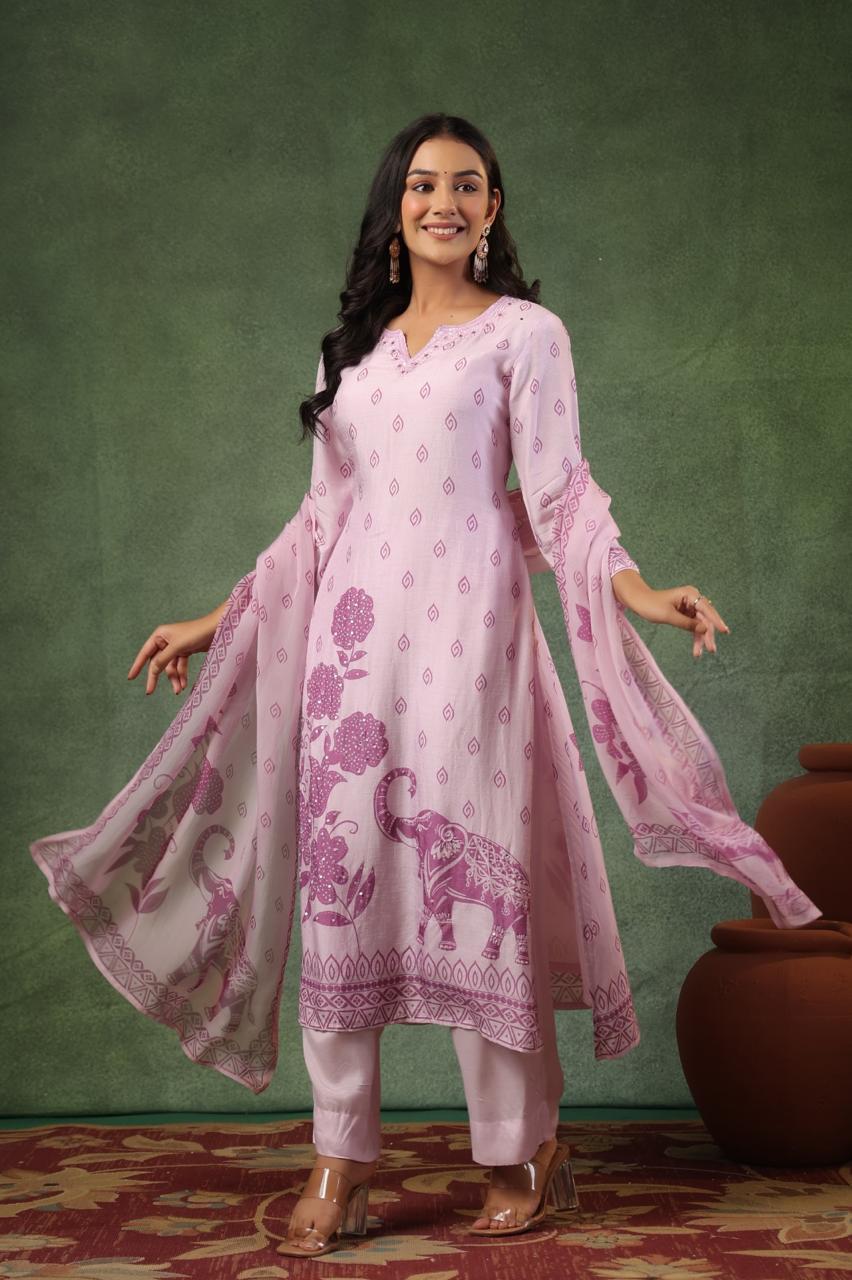 Pretty dola silk lining suit set