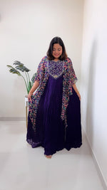 Premium dola silk lining gown with orgenza floral sleeves