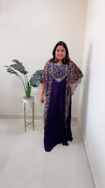 Premium dola silk lining gown with orgenza floral sleeves