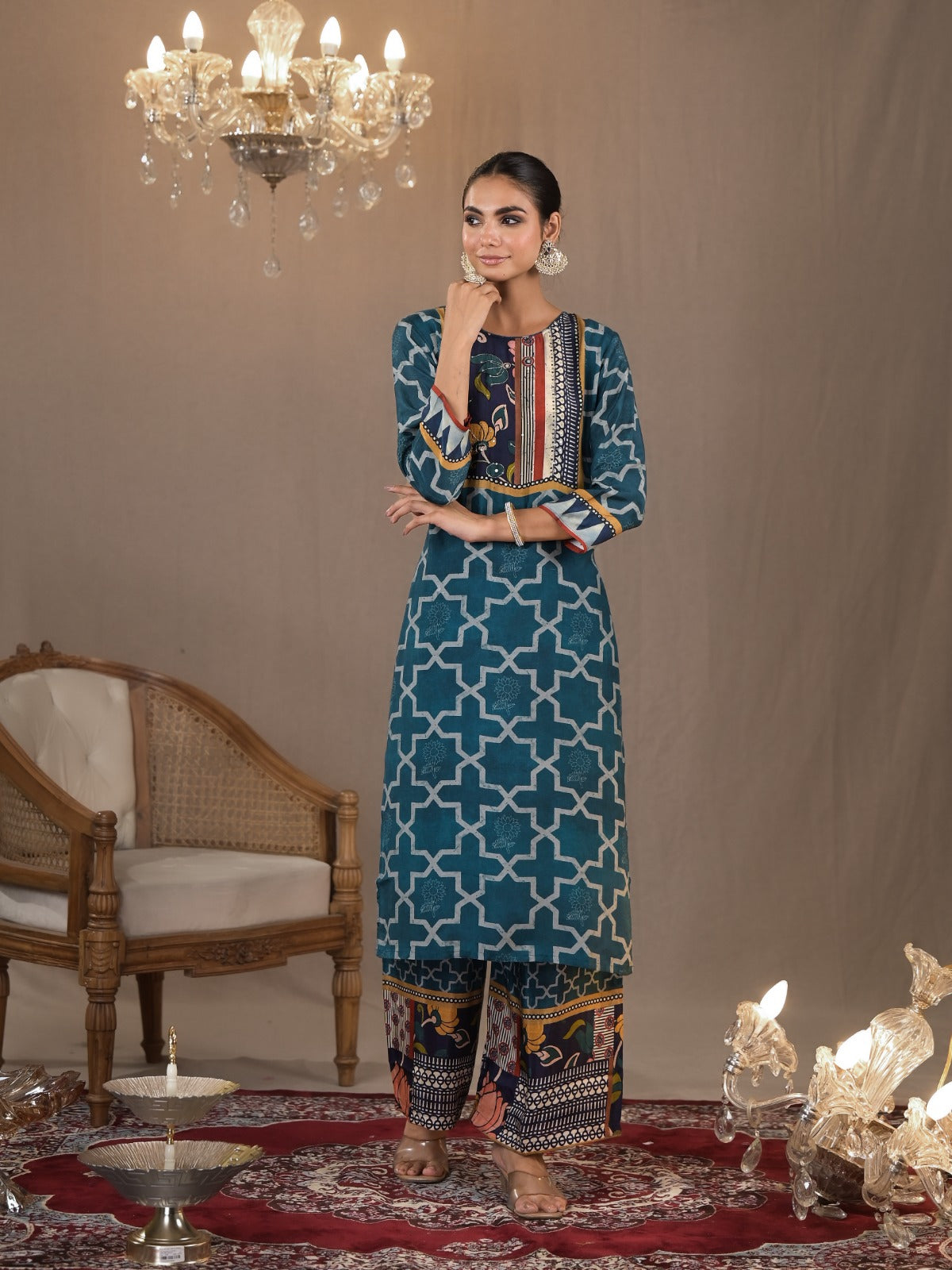 Pure muslin silk designer digital printed kurta pant