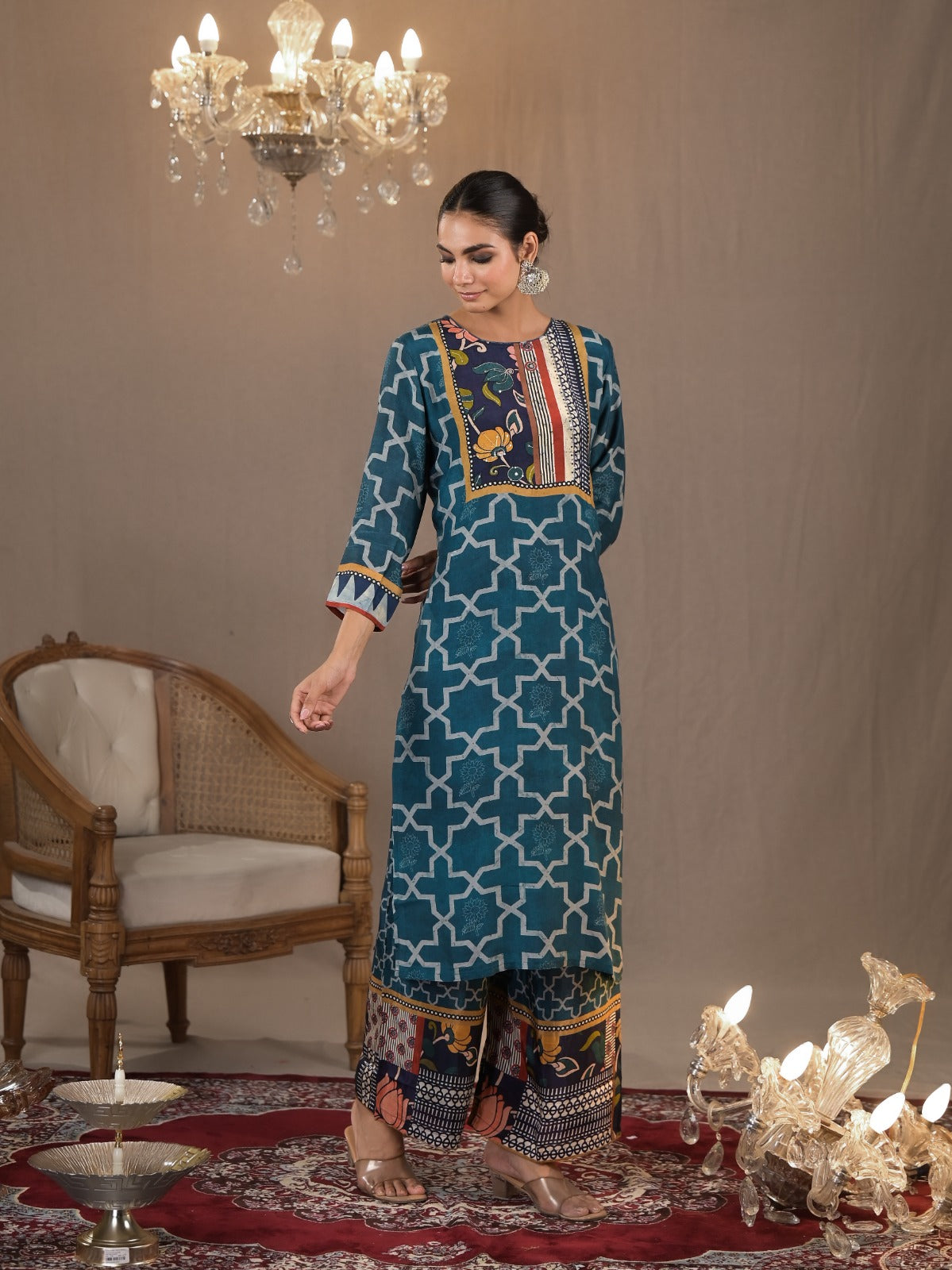 Pure muslin silk designer digital printed kurta pant