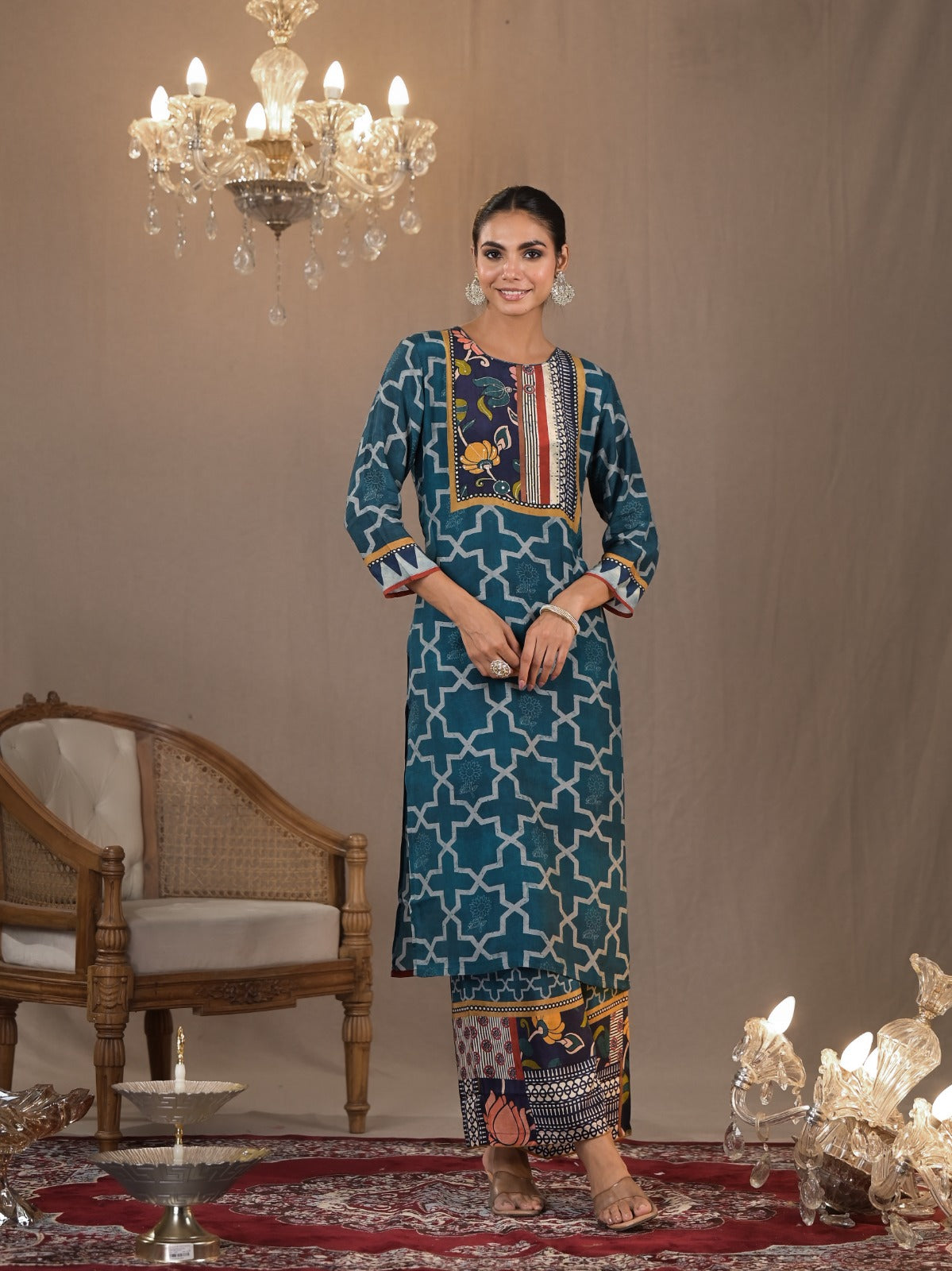 Pure muslin silk designer digital printed kurta pant