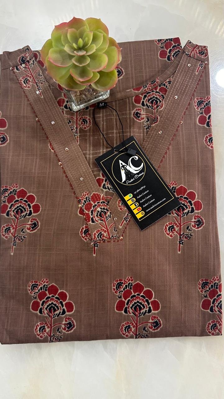 V neck cotton Kurta