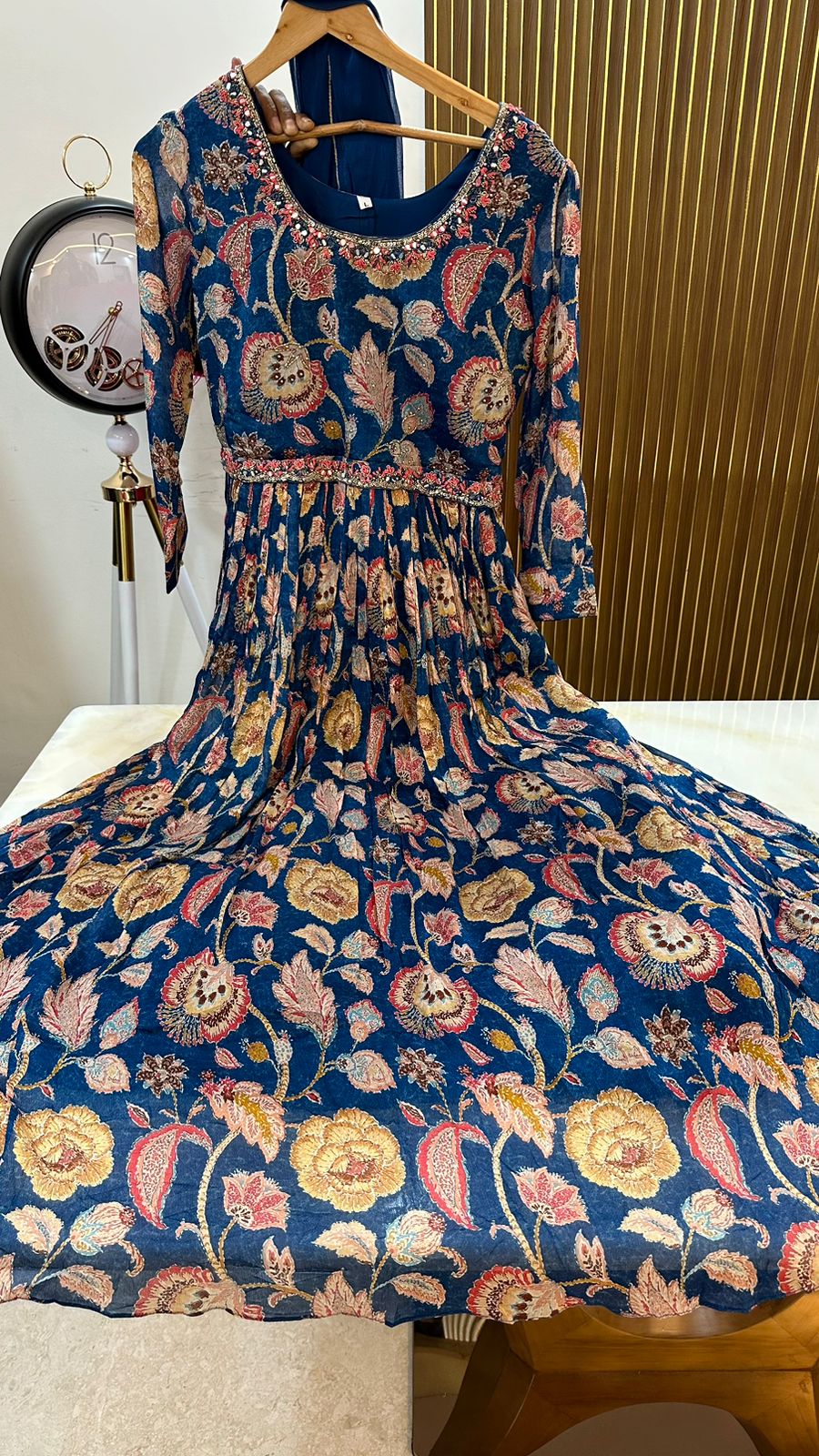 Pure chinon lining gown with dupatta