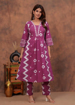 Beautiful V neck embroidered cotton suit set