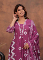 Beautiful V neck embroidered cotton suit set