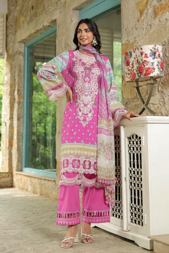 Pretty pure cotton embroidered suit set with pretty detailing