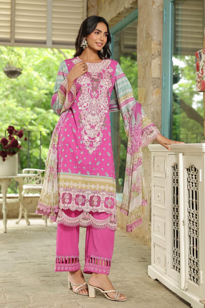 Pretty pure cotton embroidered suit set with pretty detailing