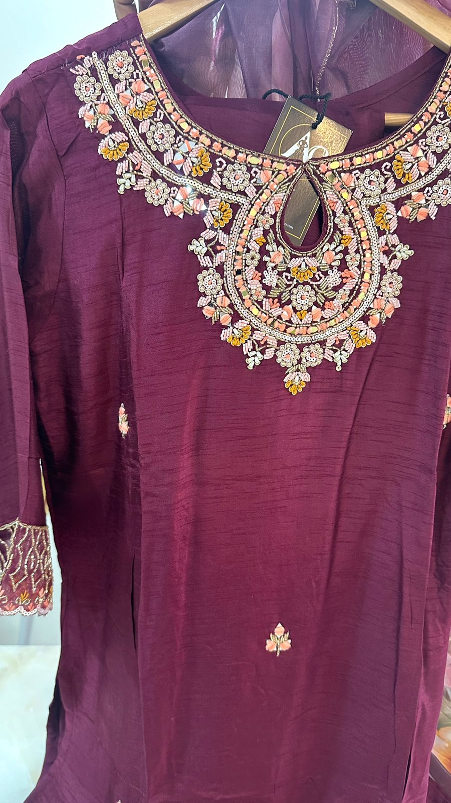 Pretty dola silk hand work suit set