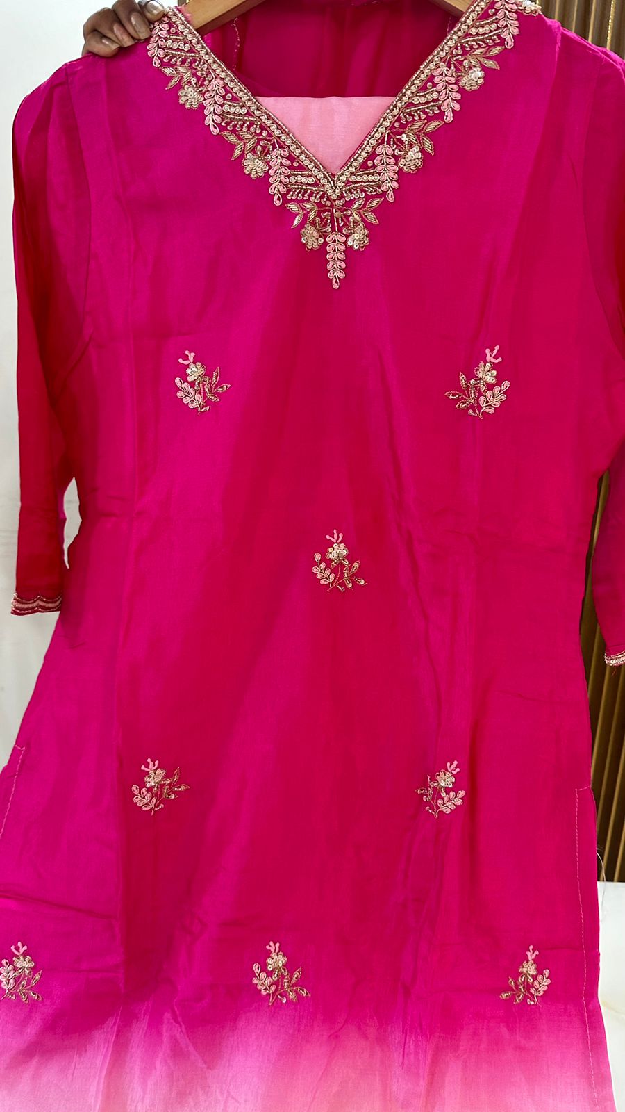 Premium dola silk with gorgeous handwork suit set