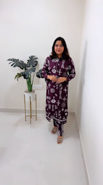 Heavy rayon kurta pant with pearl detailing