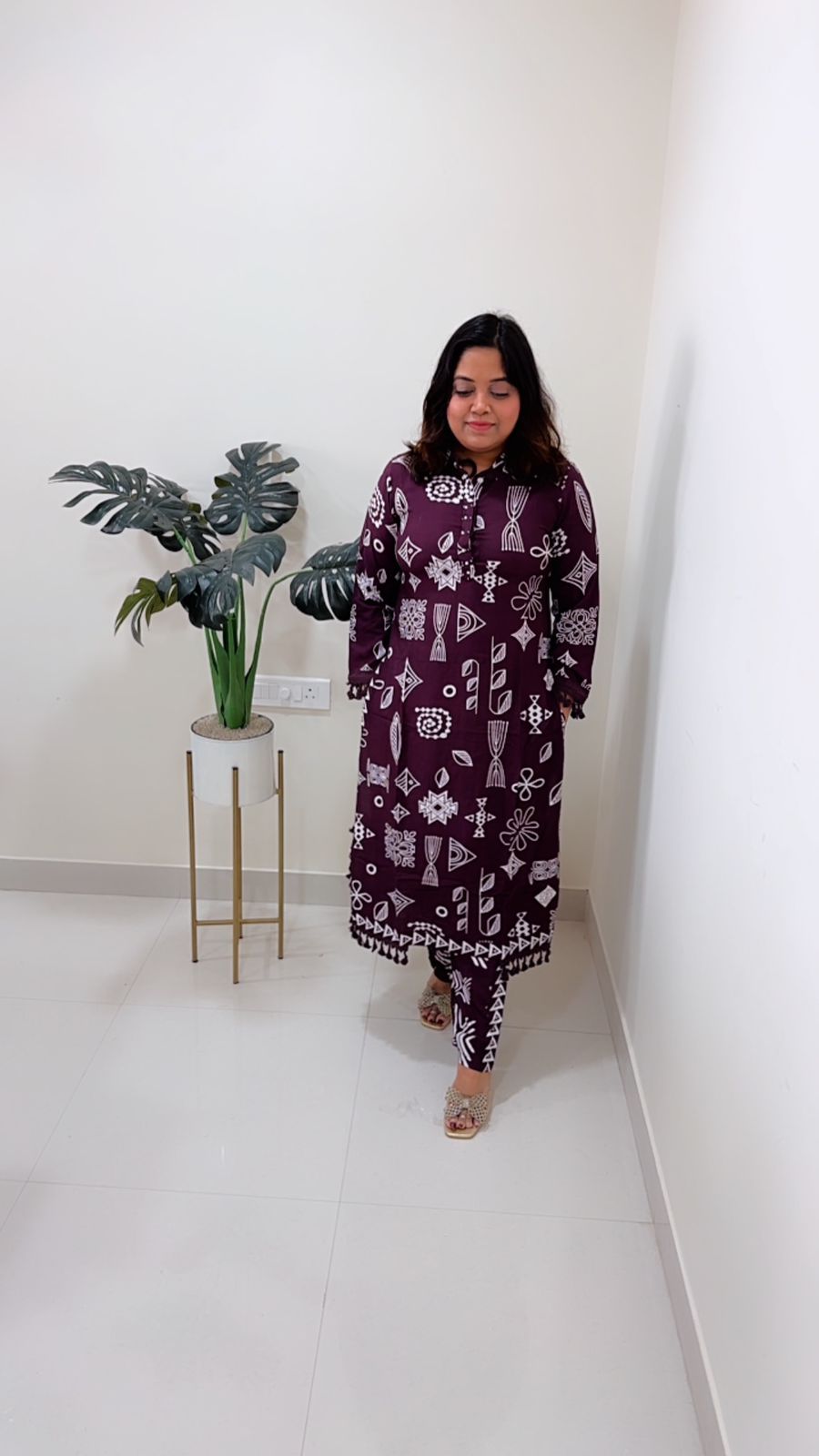 Heavy rayon kurta pant with pearl detailing