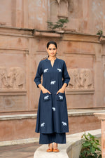 Premium cotton V neck applique work cotton kurta pant