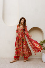 Angrakha style muslin suit set with gold foil print