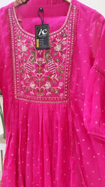 Premium fully embroidered cotton suit set in pink