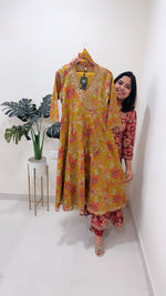 Premium cotton angrakha suit paired with mul cotton dupatta