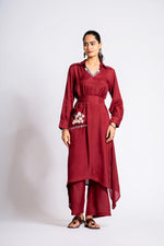 Pretty muslin silk embroidered and coin detailing kurta pant