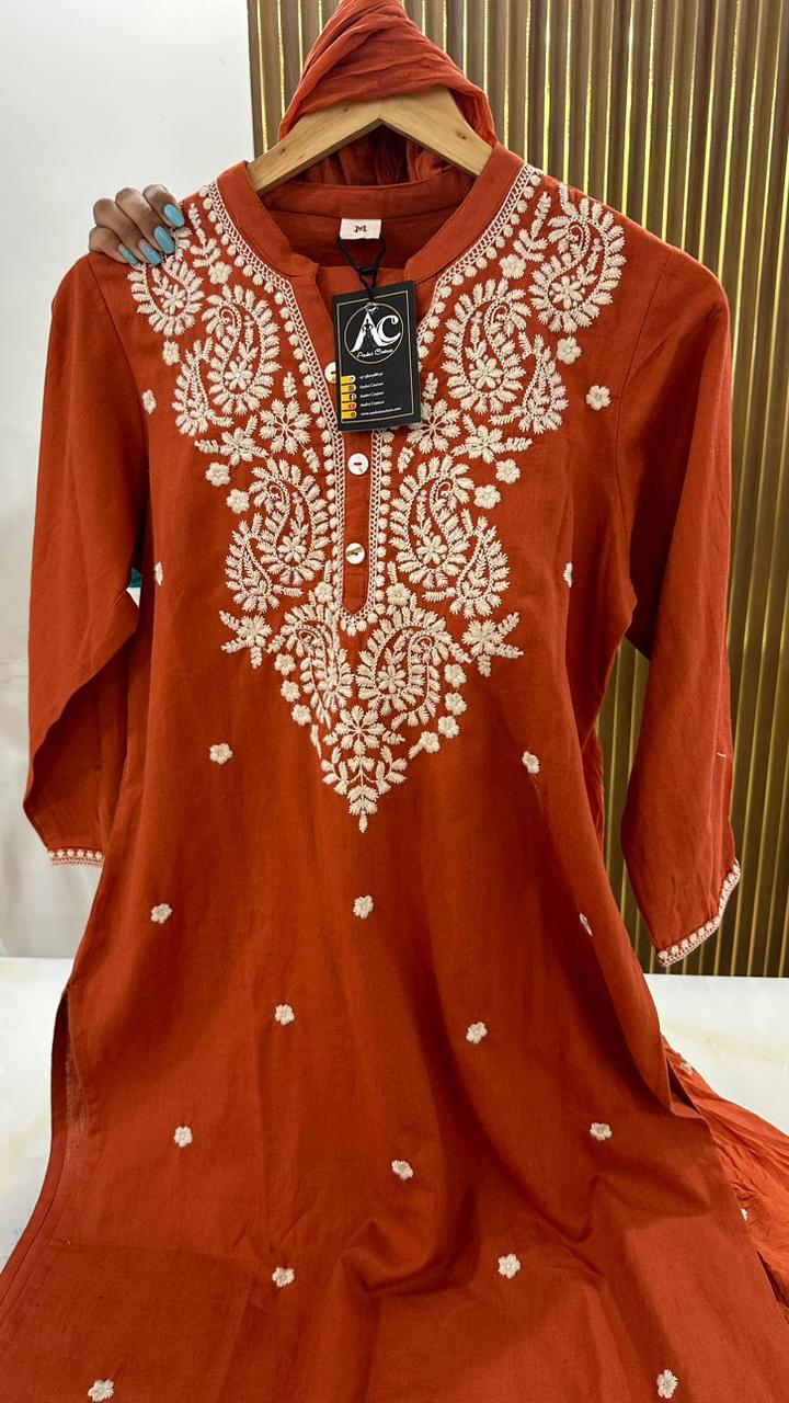 Premium cotton embroidered suit set