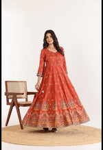 Pretty crepe Anarkali gown paired with dupatta