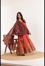 Pretty crepe Anarkali gown paired with dupatta