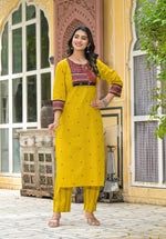 Pretty cotton hand woven kurta pant