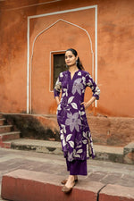 V neck floral kurta pant set