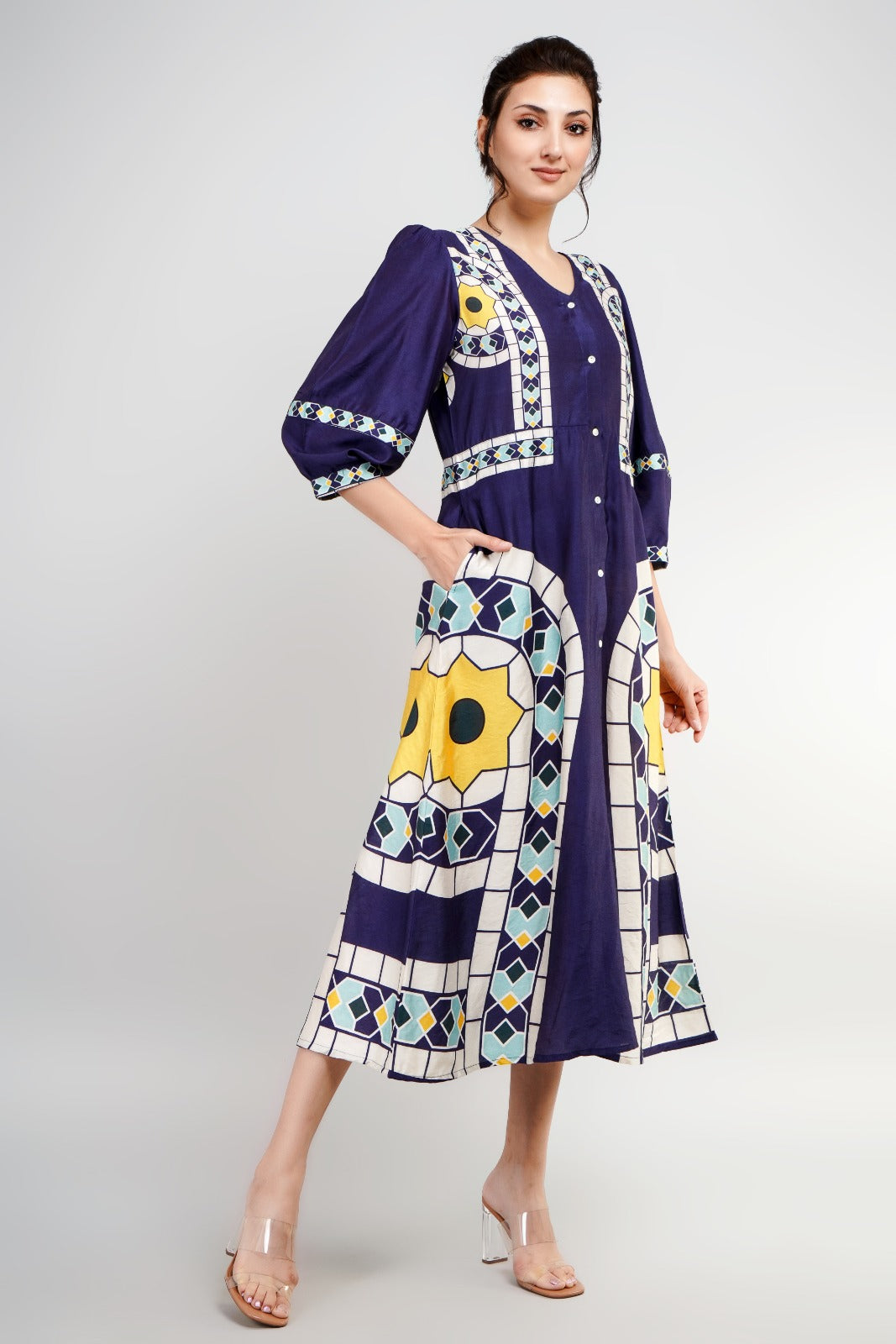 Pretty muslin digital printed dress