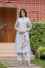 Pretty muslin with lining embroidery Co ord set