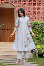 Pretty muslin with lining embroidery Co ord set