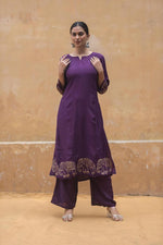 Butter muslin silk kurta pant in purple