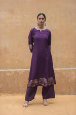 Butter muslin silk kurta pant in purple