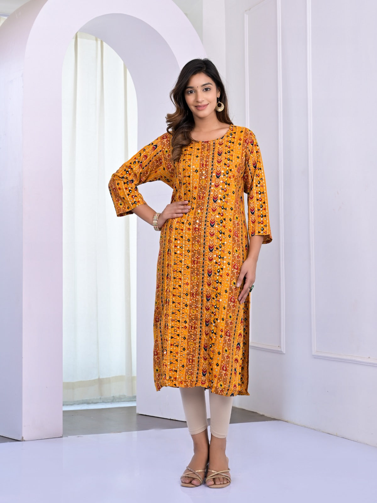 Pretty heavy rayon embellished kurta