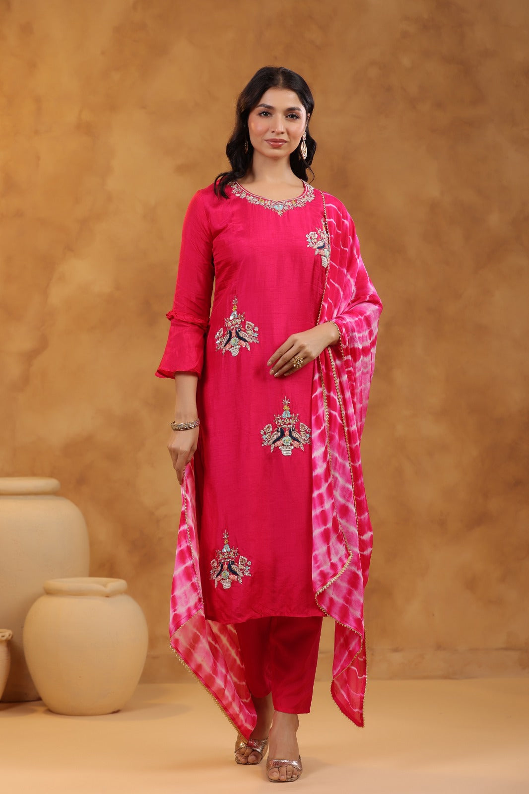 Heavy dola silk fully embellished suit set