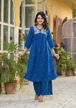 Pretty cotton embroidered kurta pant