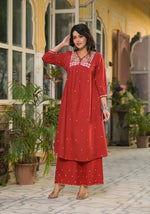 Pretty cotton embroidered kurta pant