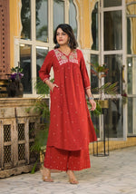 Pretty cotton embroidered kurta pant