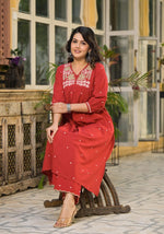 Pretty cotton embroidered kurta pant