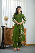 Pure muslin silk embroidered co ord