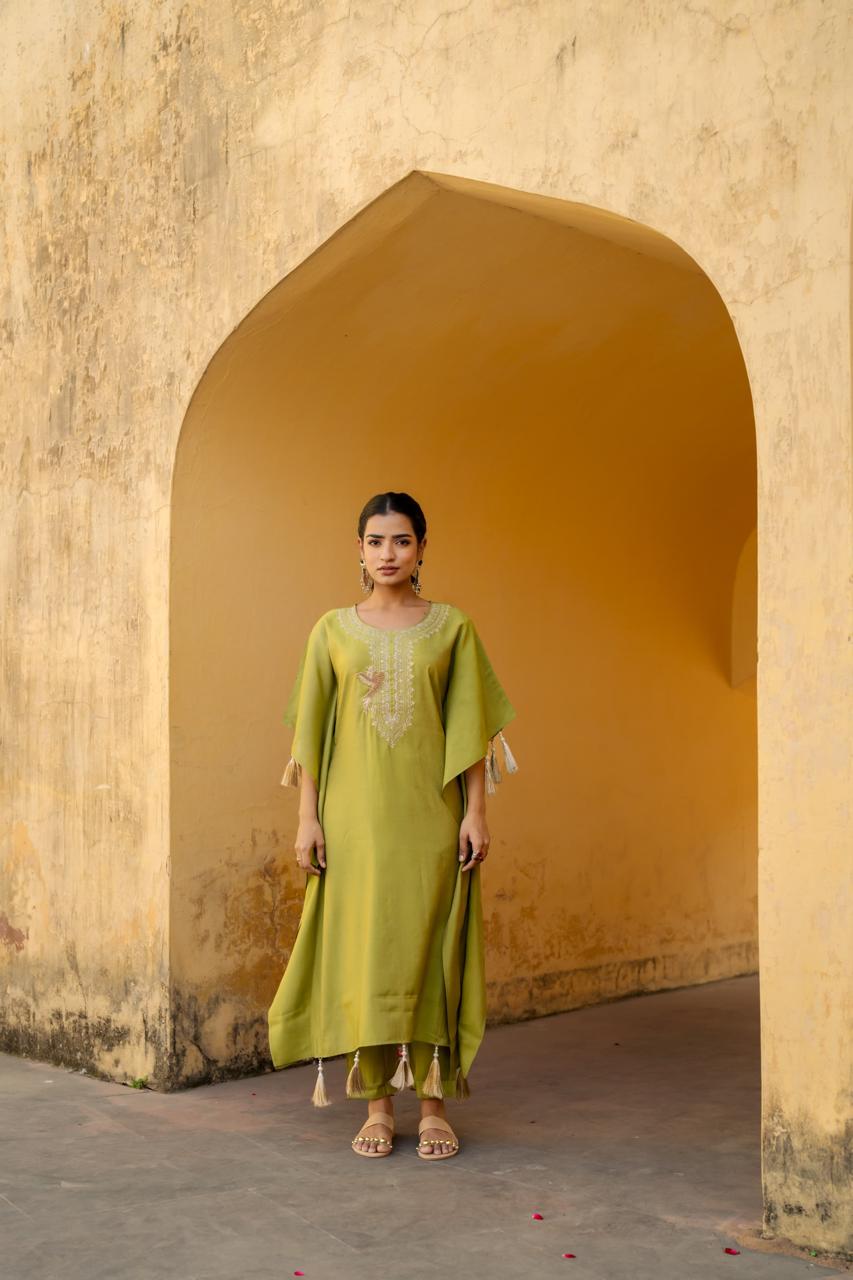 Pretty muslin kaftan with beautiful yoke