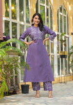 Pretty cotton embroidered kurta pant