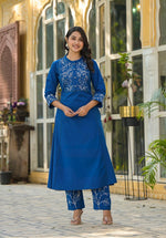 Pretty cotton embroidered kurta pant