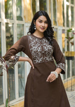 Pretty cotton embroidered kurta pant