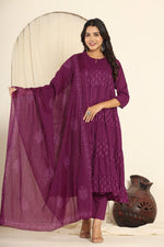 Pretty cotton must have Anarkali suit set