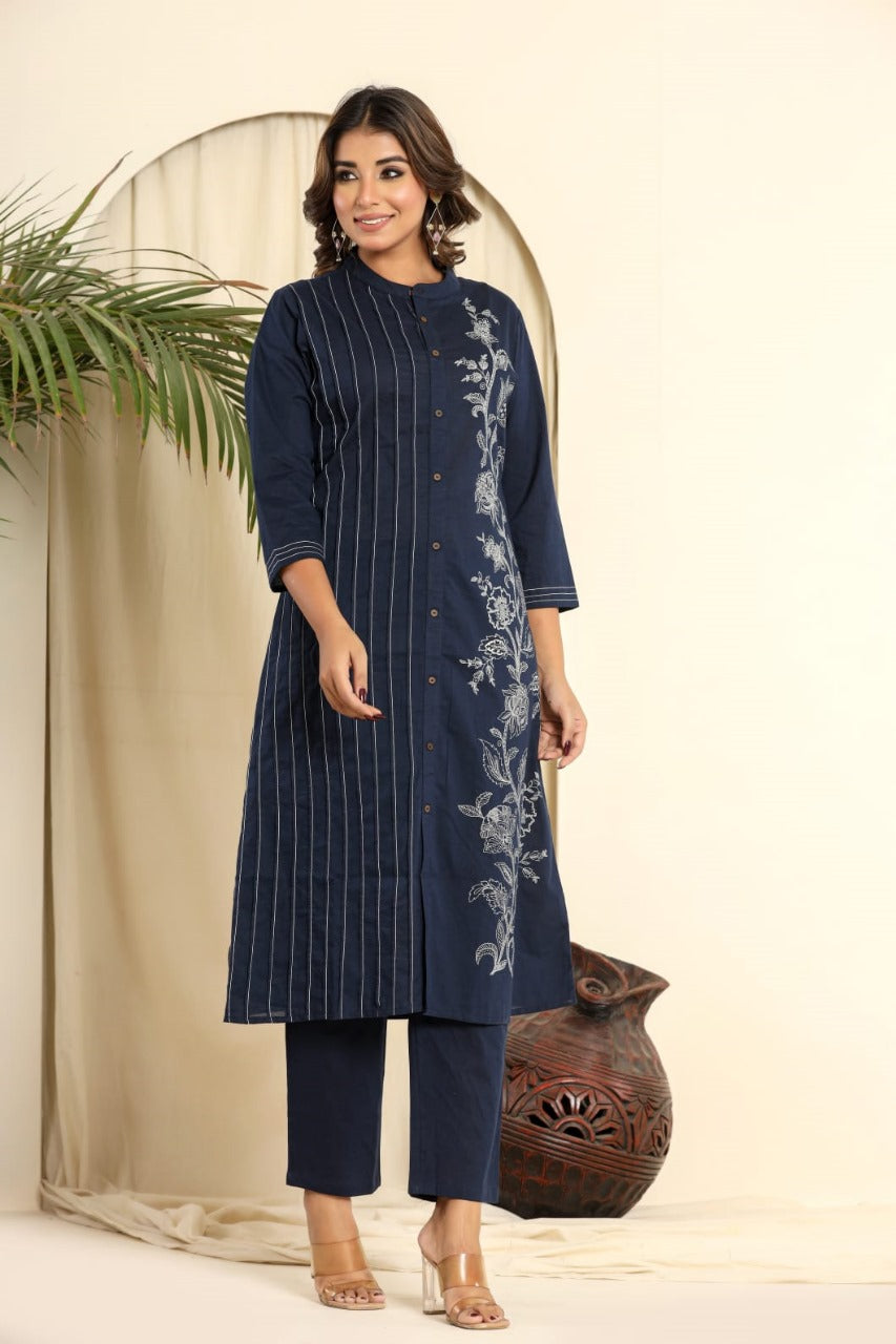 Cotton embroidery kurta pant