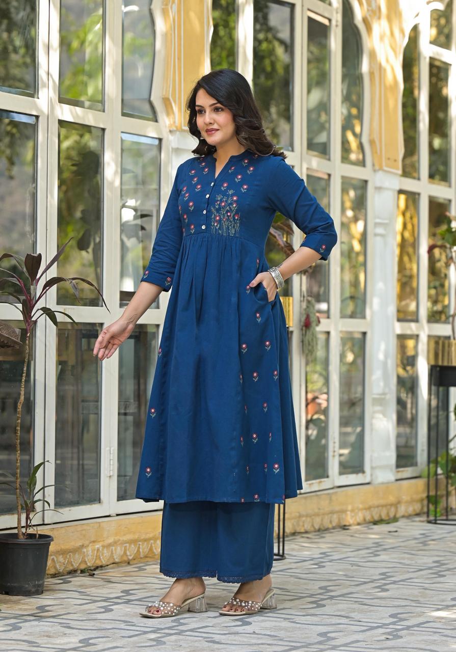 Cotton Embroidered Kurta Pant